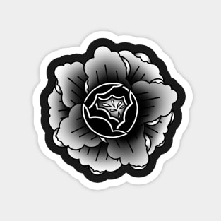 Traditional Blackwork Tattoo Peony Magnet