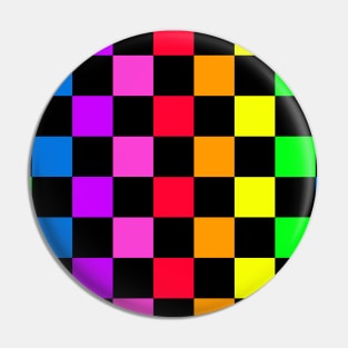 Colorful Checkered Square Pattern Pin