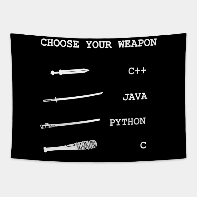 Java vs C++ vs Python vs C Programming Language Comparison Joke Tapestry by alltheprints