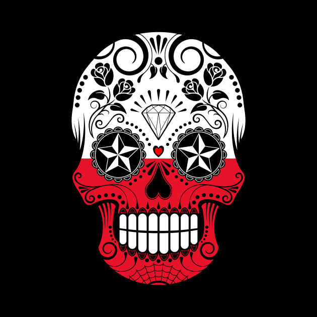 Polish Flag Sugar Skull with Roses by jeffbartels