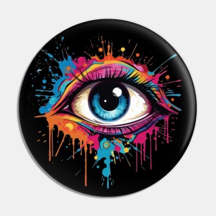 Abstract Watercolor Painting Third Eye Splash Paint Pin