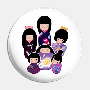 Kokeshi in Purple Pin