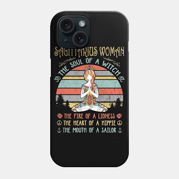 Sagittarius Woman The Soul Of A Witch Vintage Yoga Birthday Gift Phone Case by Tilida2012
