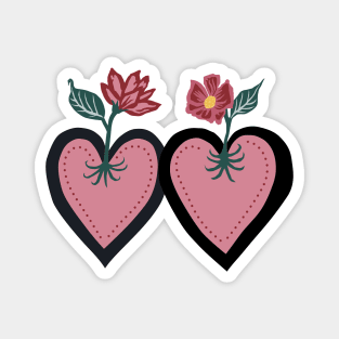 Mid Century Style Flower Hearts Magnet