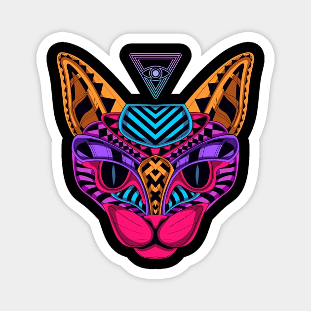 Geometric Cat Magnet by Mara Azure