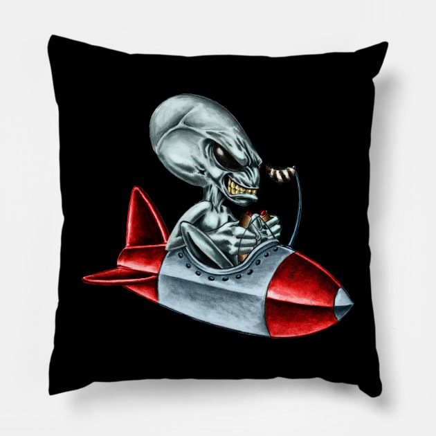 Alien Rocket Blaster Pillow by Atomic Blizzard
