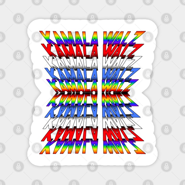 KAMALA WALZ rainbow red white and blue reflecting repeating pattern Magnet by Luxinda