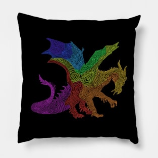 Swirly Rainbow Dragon Pillow