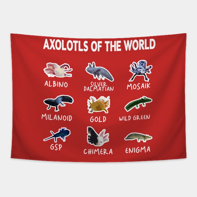 axolotls of the world funny Tapestry by NelsonPR