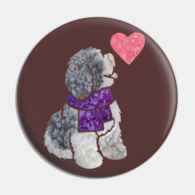 Polish Lowland Sheepdog watercolour Pin by animalartbyjess