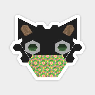 Black Cat Wearing Celebrating Spring - #1 Mask Magnet