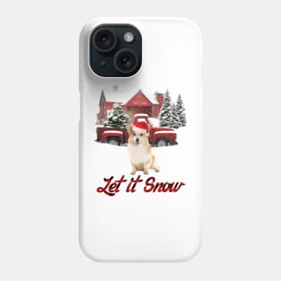 Corgi Dog Let It Snow Tree Farm Red Truck Christmas Phone Case