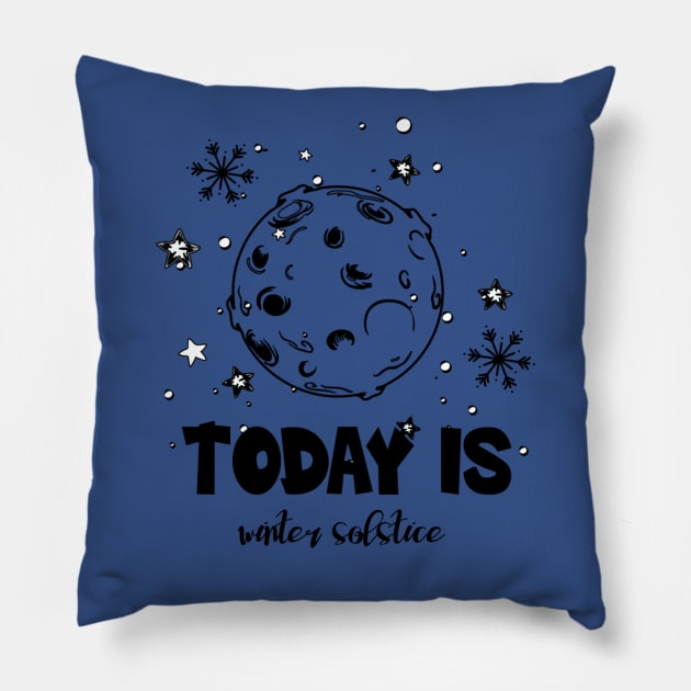 Hello Winter December 21 Winter Solstice Pillow by Lilac Beetle