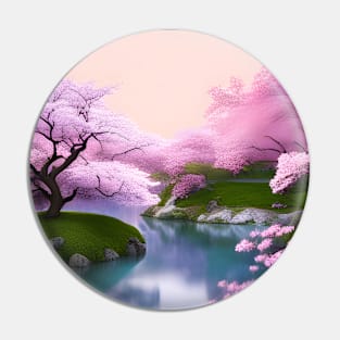 Cherry Blossoms Japanese Garden Pin