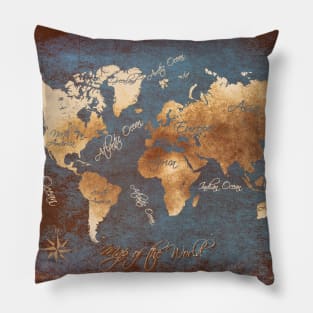 world map gold #map #worldmap Pillow