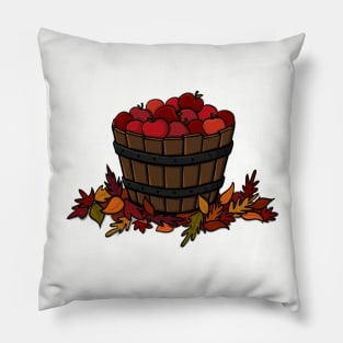 Bucket of Juicy Red Apples on some Autumn Leaves Pillow