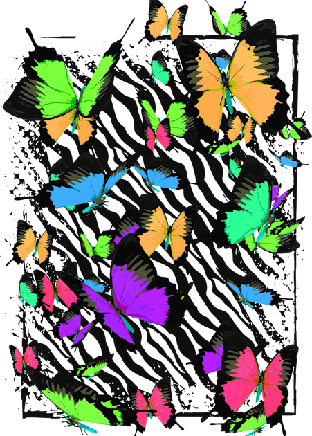 Colorful Papillon - Cute Butterfly - Zebra Pattern - Puzzle Kids T-Shirt by BigWildKiwi