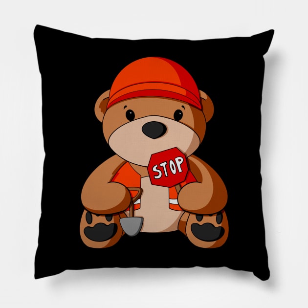 Construction Teddy Bear Pillow by Alisha Ober Designs