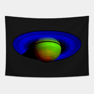 Saturn in Blue and Green Tapestry