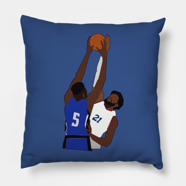 Mo Bamba Dunk on Joel Embiid - Orlando Magic Pillow by xavierjfong