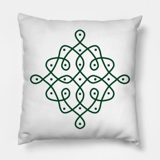 Dot Kolam, Green transparent Kolam, Muggu, rangoli Pillow