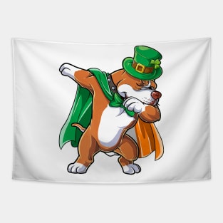 Dabbing Pit Bull St Patricks Day Leprechaun Irish Tapestry