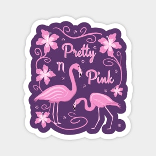 Pink Flamingos with Tropical Flower Decorations Magnet