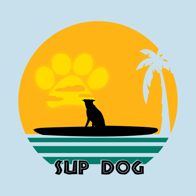 Sup Dog Funny Paddle Boarding T-Shirt by KevinWillms1