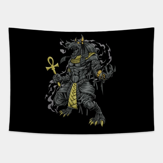 Egyptian god Anubis Tapestry by Modern Medieval Design