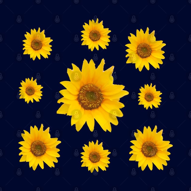 Sunflowers Bloom in a Blue Background - Groovy Summer by Star58