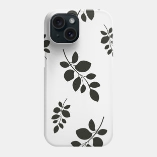 Black White Simple Botanical Tropical Leaves Phone Case