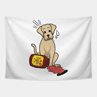 Funny big Dog spilled BBQ sauce Tapestry