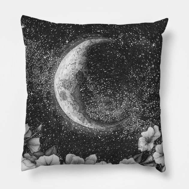 Moonlight in the Garden Pillow by ECMazur