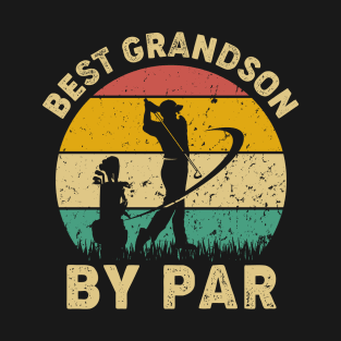 Vintage Best Grandson By Par Funny Golfing Golf Player Gift T-Shirt