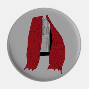 Open Window Red Curtains Pin