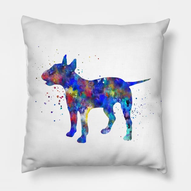 Bull terrier Pillow by RosaliArt