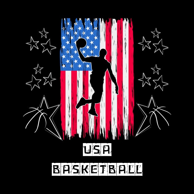 Retro Usa Basketball Art by mieeewoArt