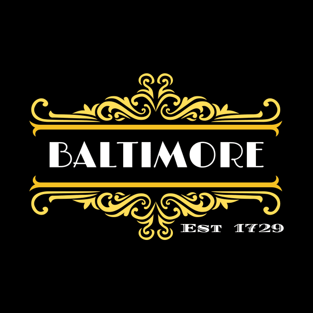 BALTIMORE EST 1729 GOLD FRAME DESIGN by The C.O.B. Store