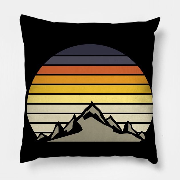 Mountains Retro Pillow by Wanda City