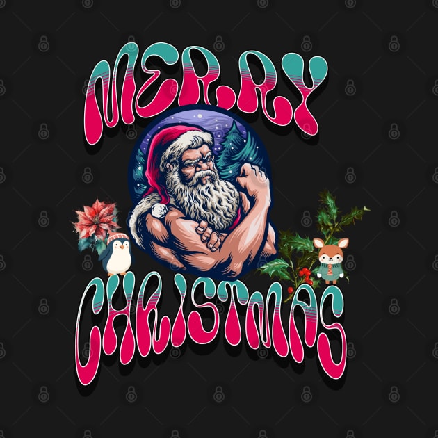 Strong Santa Claus and Companions Merry Christmas by Cheri Carlisa Designs