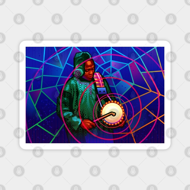 Musician Plays Talking Drum - African Magnet by Vector-Artist