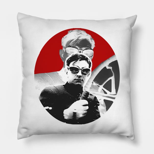 Racer boy with car racing goggles Pillow by Marccelus