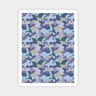 Camouflage polka dot blue cold Magnet