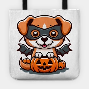 Dog in halloween mask Tote