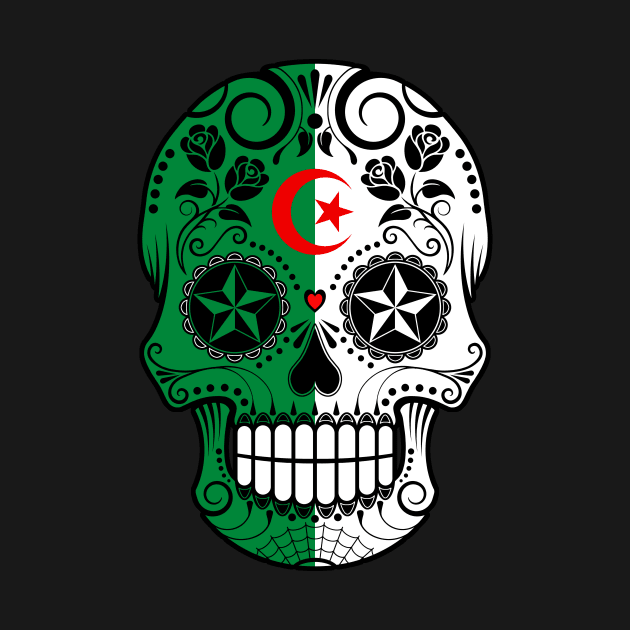 Algerian Flag Sugar Skull with Roses by jeffbartels