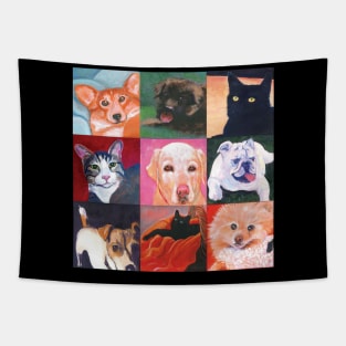 Collage of nine pets Tapestry