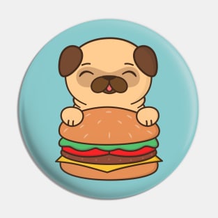 Cute and Kawaii Adorable Pug With Burger Pin