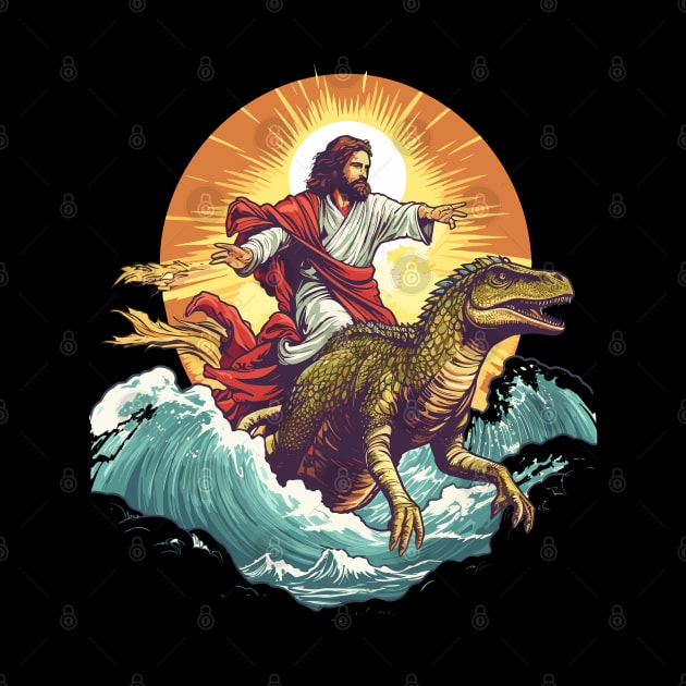 Jesus Riding out of the Surf on a Raptor by DanielLiamGill