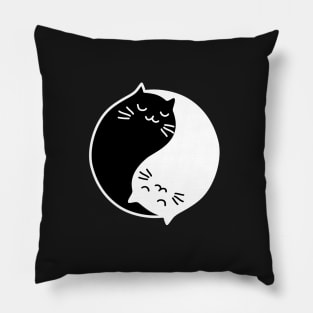 Yin Yang Cats black Pillow