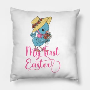 Cute blue chick My First Easter for Kids Pillow